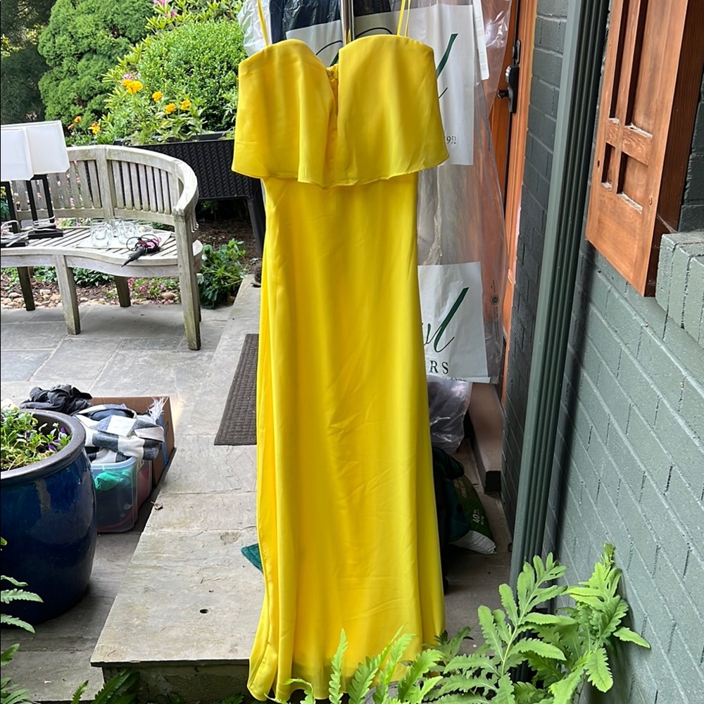 Yellow Strapless Gown for Wedding Guest